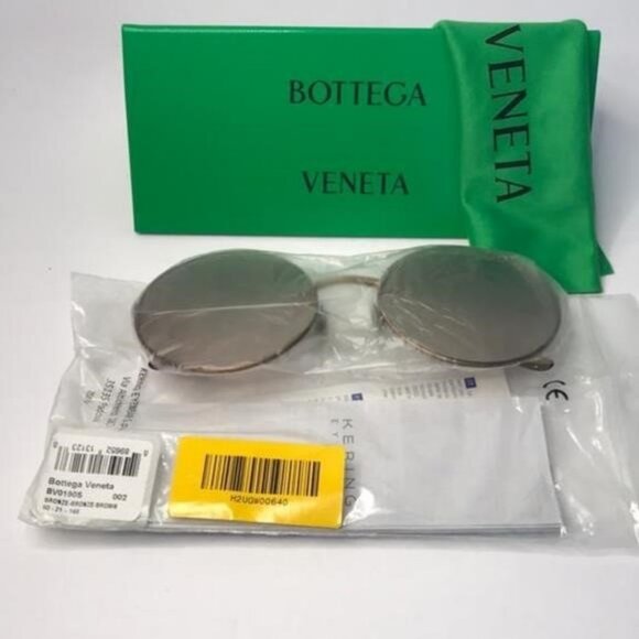 Authentic New BOTTEGA VENETA Satinized metal over round sunglasses - Picture 11 of 11